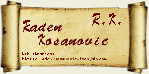 Raden Kosanović vizit kartica